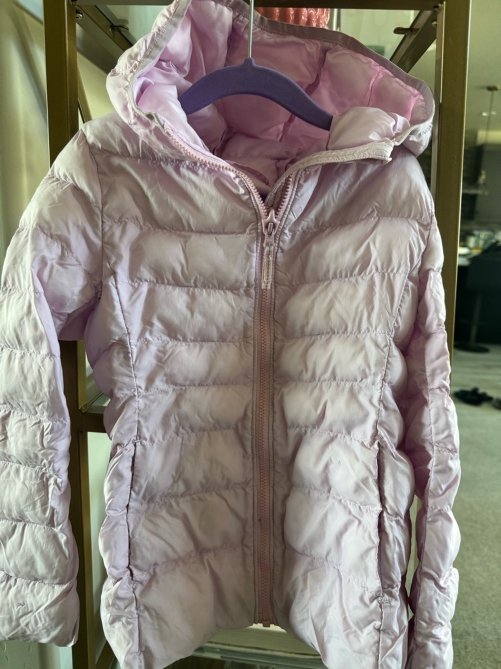 Uniqlo Light Pink Quilted Hooded Puffer Jacket